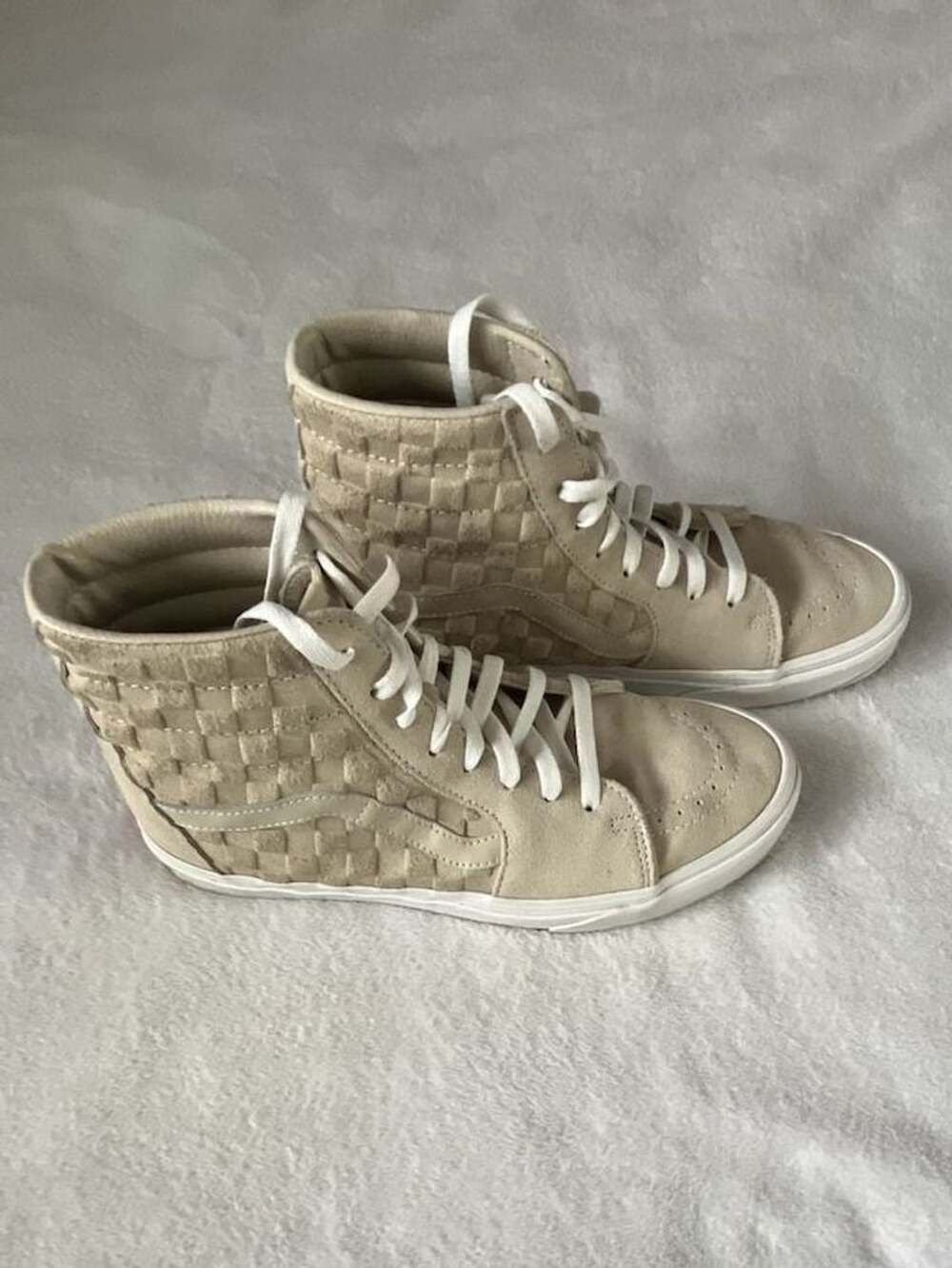 Vans Sk8-Hi Embossed Checkerboard Oatmeal White Size 9.5